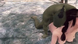 Video porno kartun HD menampilkan seks berkumpulan yang brutal dengan orc dan preman