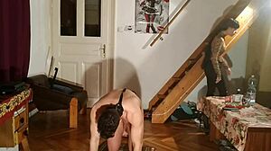 European femdom mistress humiliates and trains her young slave in HD video