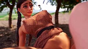 Futanari med stor kuk tar sig an en tjej i en analsex-scen