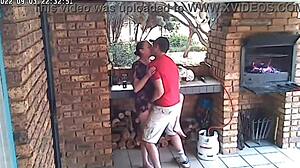 Middle-aged wife's affair with young neighbor captured on home surveillance system