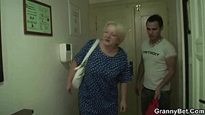 A voluptuous older woman mounts a well-endowed man in a steamy encounter